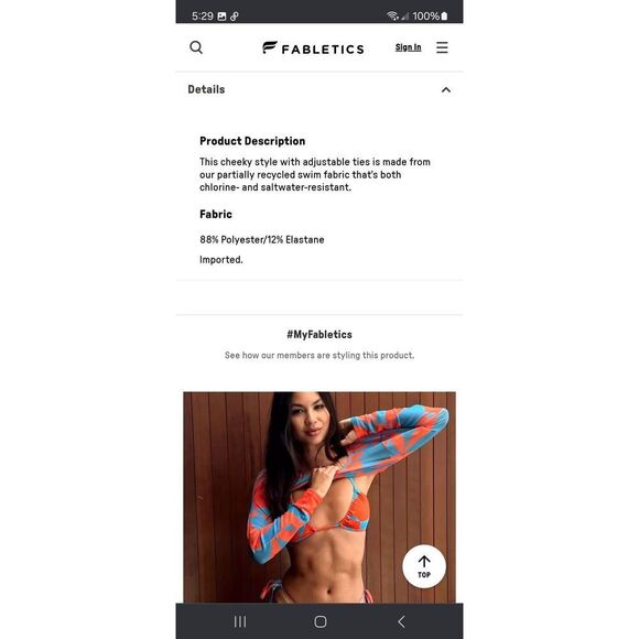 New Medium Fabletics Floral GEO High Cut String Bikini Swimsuit Bottoms - Picture 5 of 7